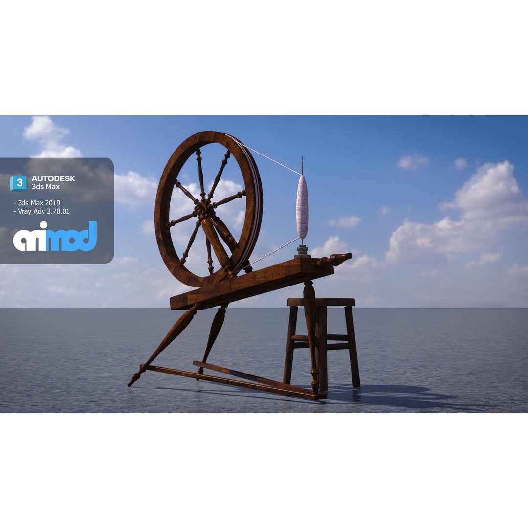 Old Textile Machine 3D Model – High Poly Game Asset, FBX, OBJ, PBR - View 3