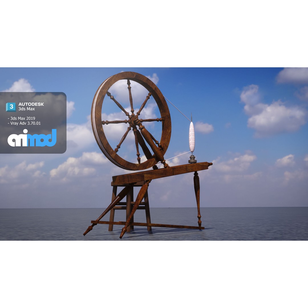 Old Textile Machine 3D Model – High Poly Game Asset, FBX, OBJ, PBR - View 4