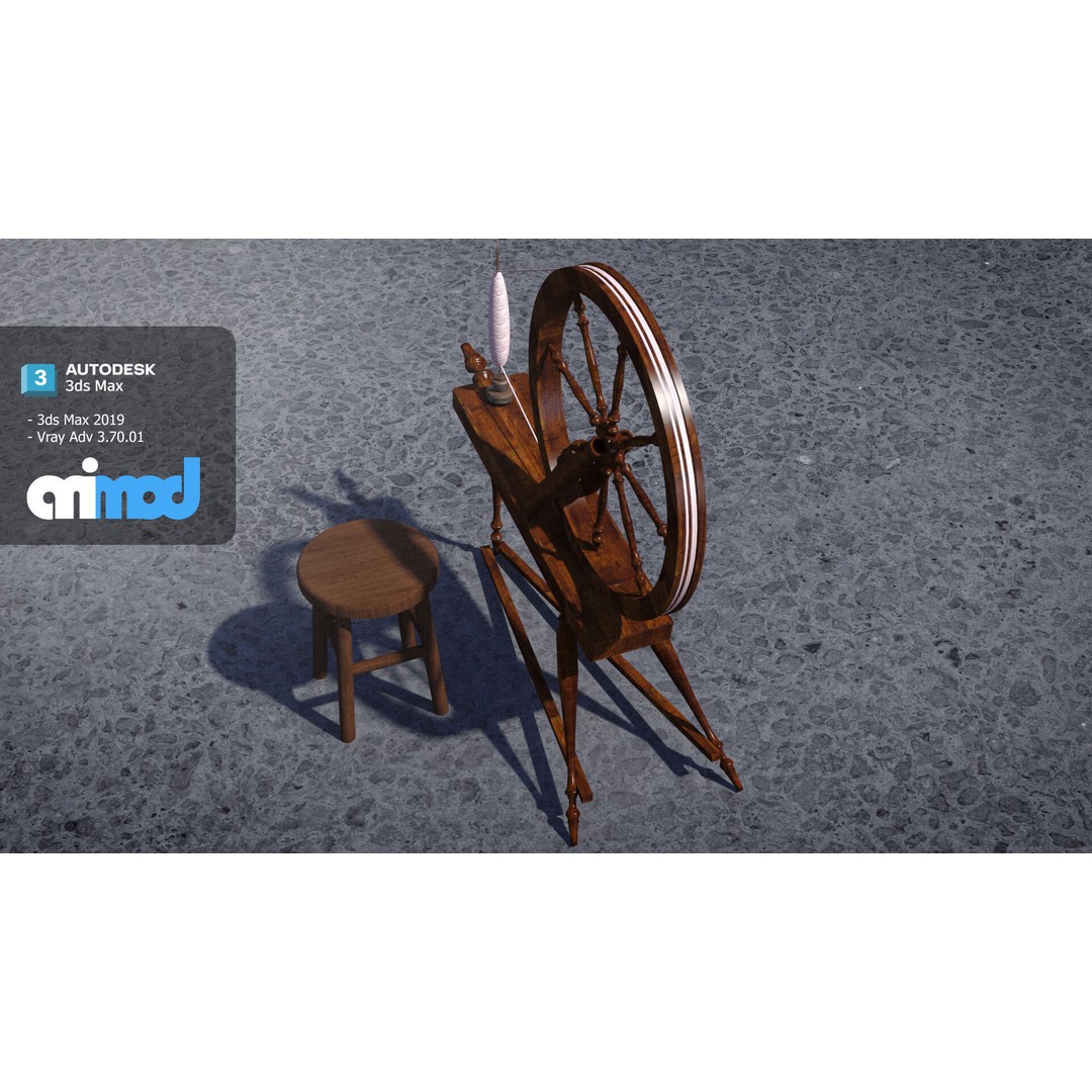 Old Textile Machine 3D Model – High Poly Game Asset, FBX, OBJ, PBR - View 5