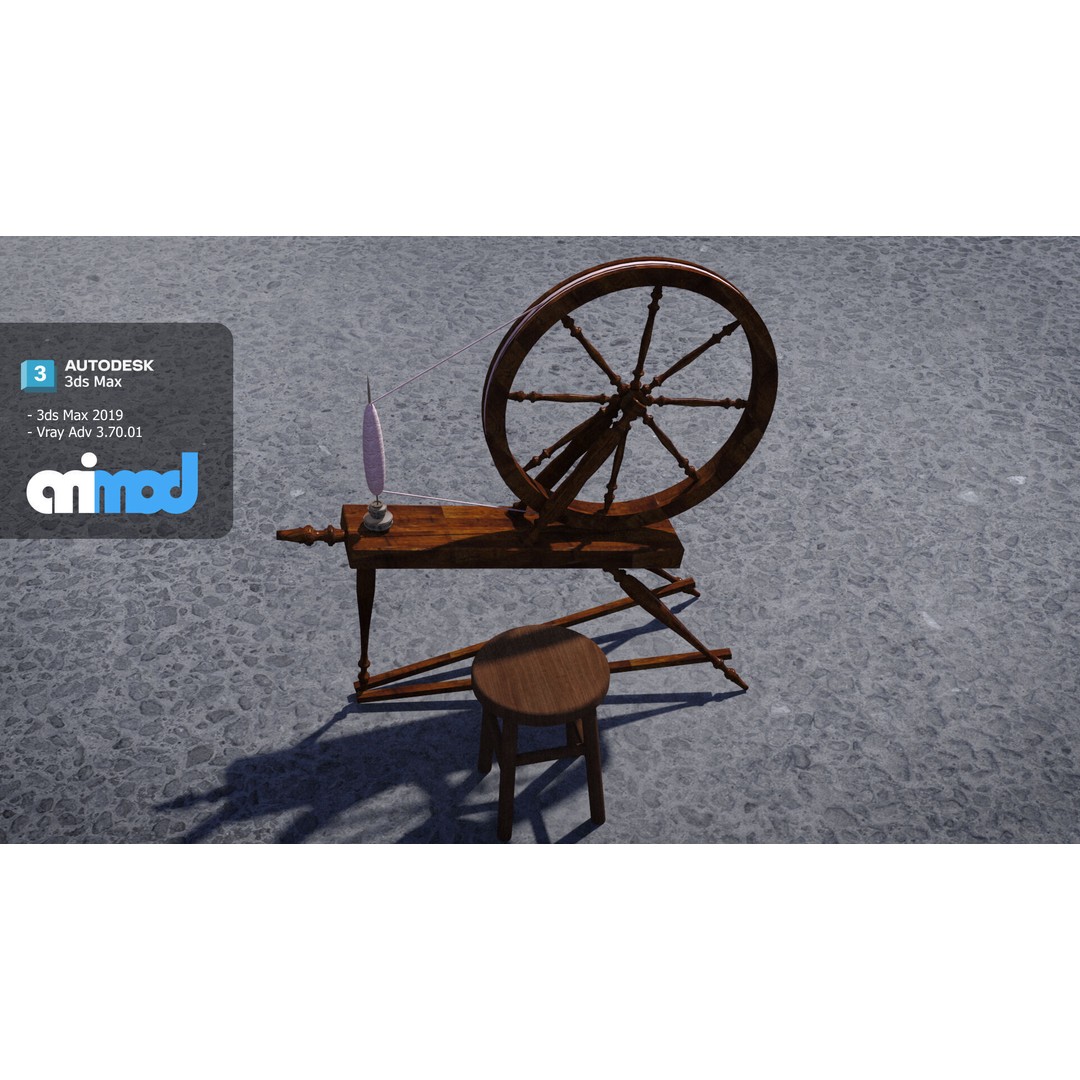 Old Textile Machine 3D Model – High Poly Game Asset, FBX, OBJ, PBR - View 6