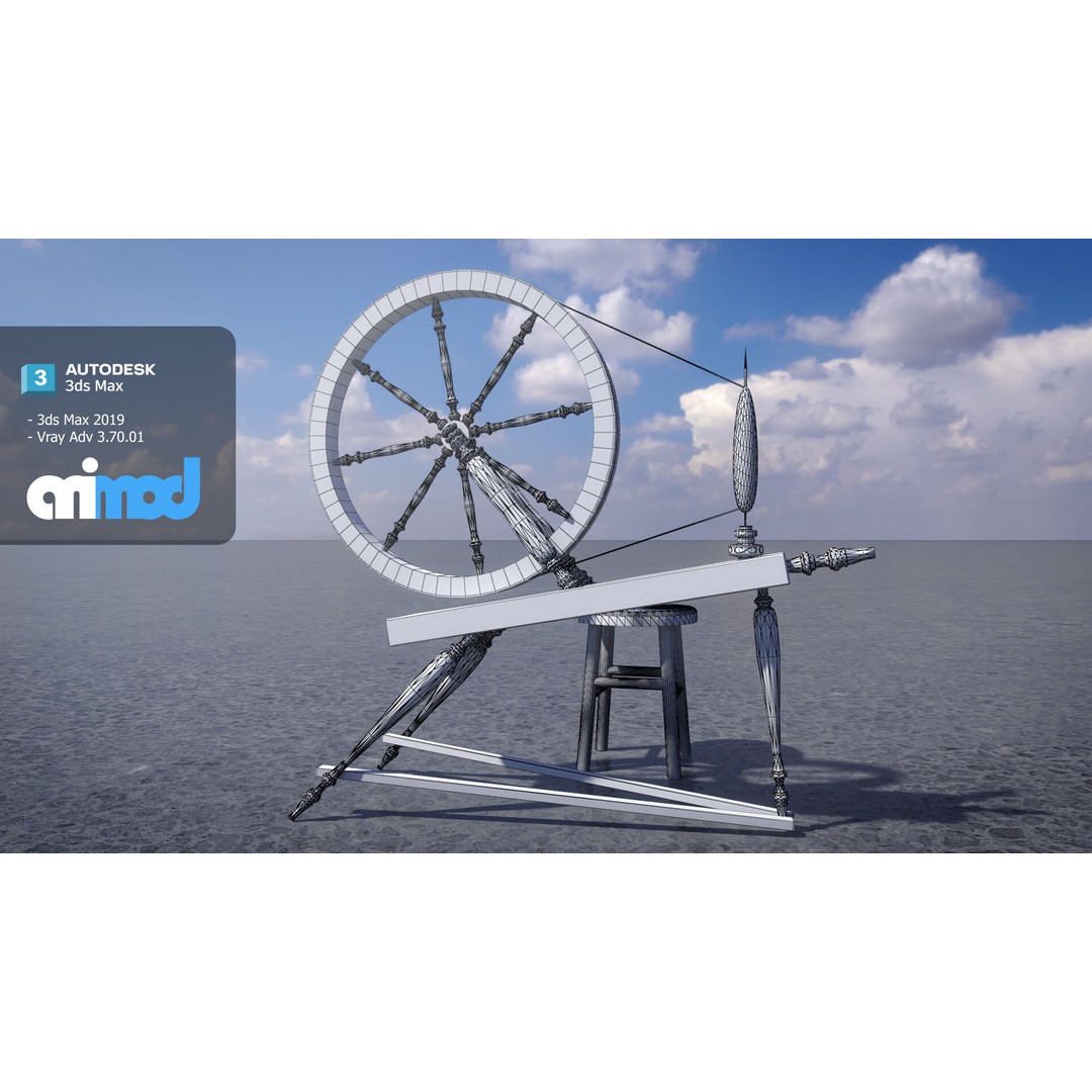 Old Textile Machine 3D Model – High Poly Game Asset, FBX, OBJ, PBR - View 7
