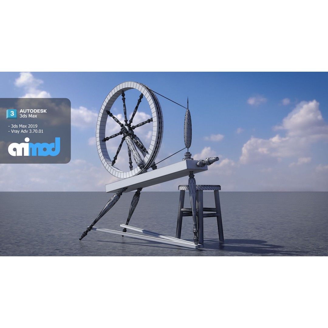 Old Textile Machine 3D Model – High Poly Game Asset, FBX, OBJ, PBR - View 8