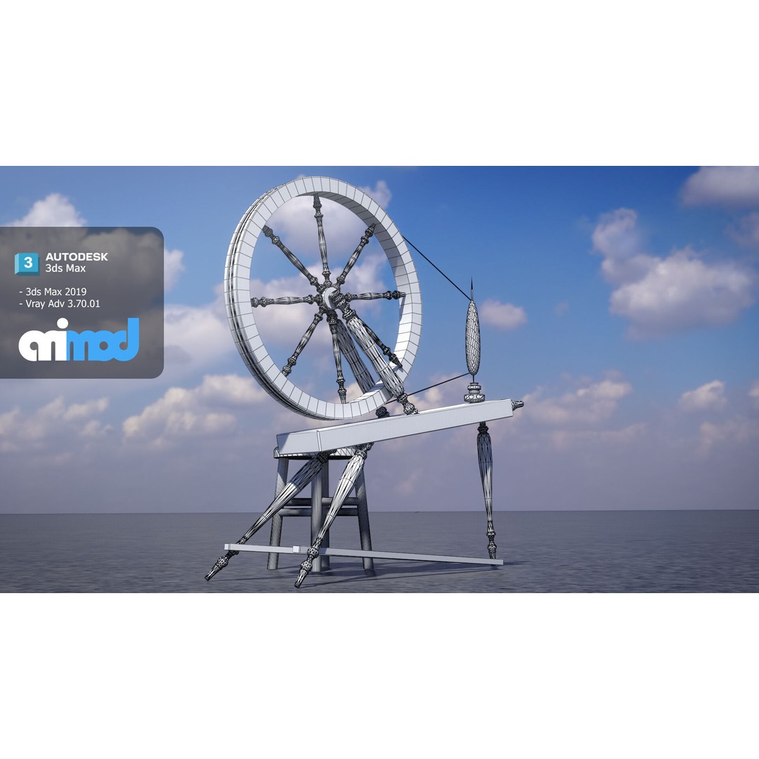 Old Textile Machine 3D Model – High Poly Game Asset, FBX, OBJ, PBR - View 9