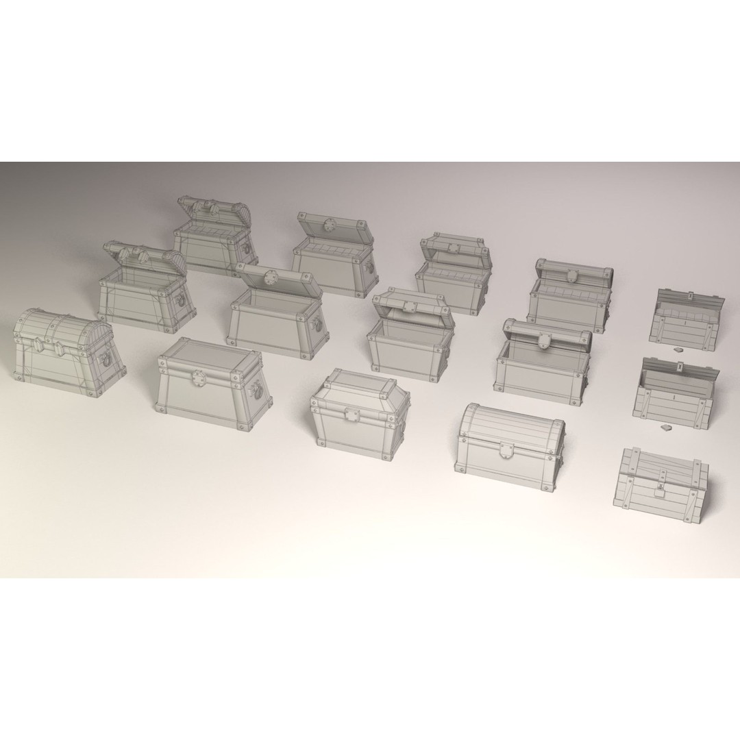 Treasure Chests Pack 3D Model – Low Poly Game Asset, FBX