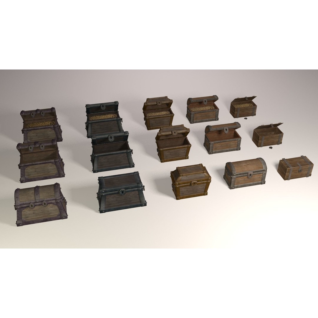 Treasure Chests Pack 3D Model – Low Poly Game Asset, FBX - View 11