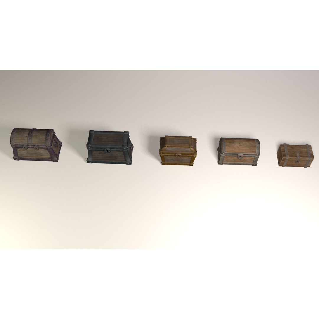 Treasure Chests Pack 3D Model – Low Poly Game Asset, FBX - View 12