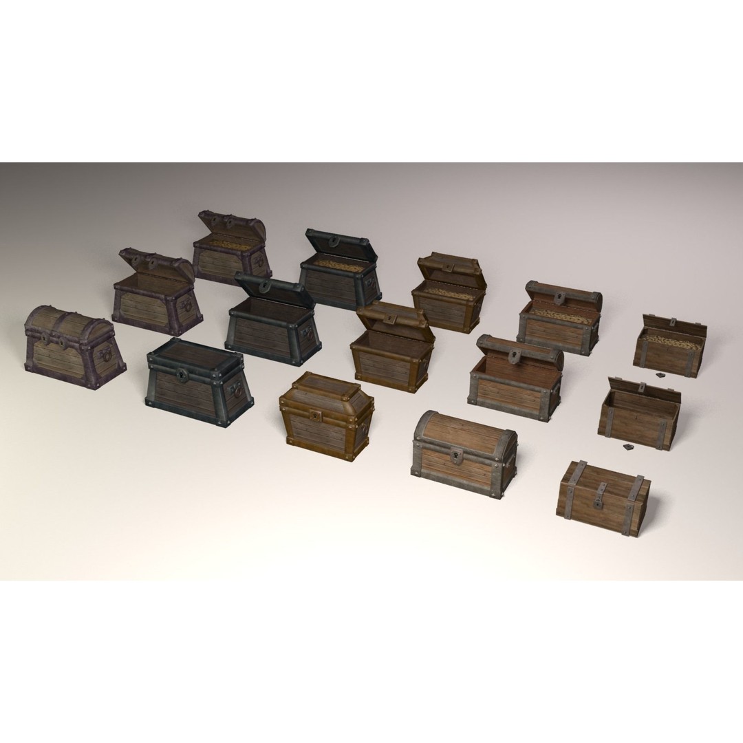 Treasure Chests Pack 3D Model – Low Poly Game Asset, FBX - View 17