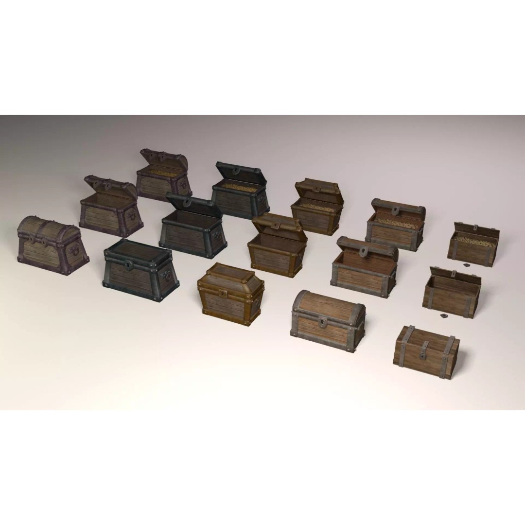 Treasure Chests Pack 3D Model – Low Poly Game Asset, FBX - View 2
