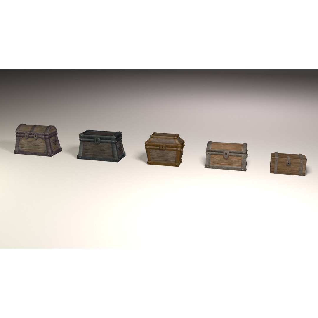 Treasure Chests Pack 3D Model – Low Poly Game Asset, FBX - View 3