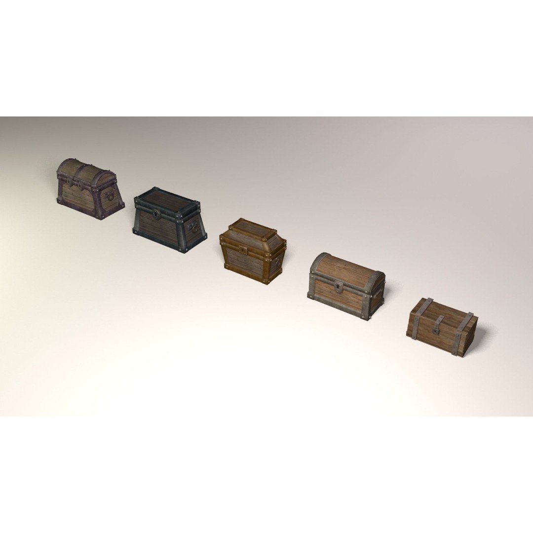 Treasure Chests Pack 3D Model – Low Poly Game Asset, FBX - View 4