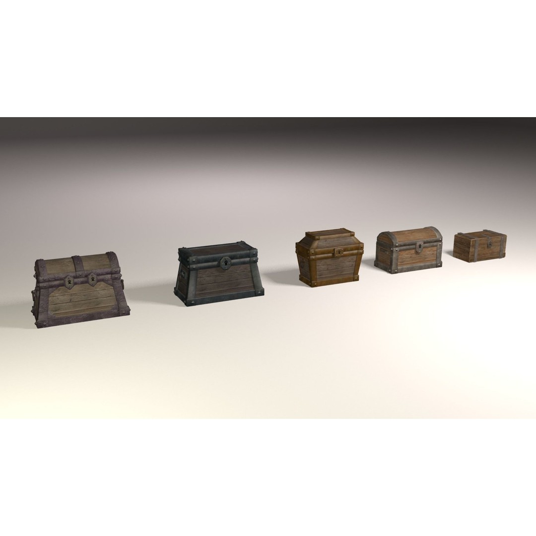 Treasure Chests Pack 3D Model – Low Poly Game Asset, FBX - View 7