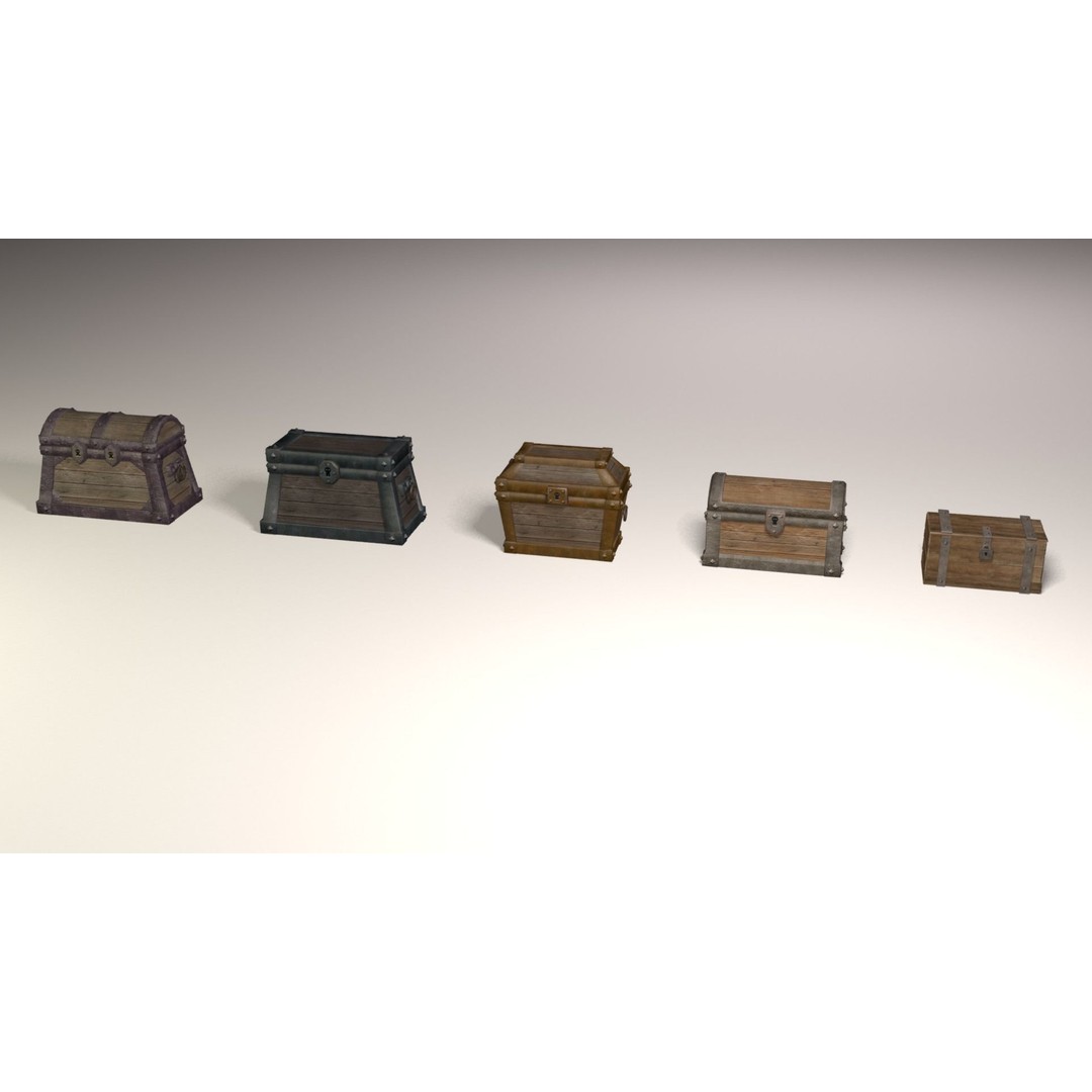 Treasure Chests Pack 3D Model – Low Poly Game Asset, FBX - View 8