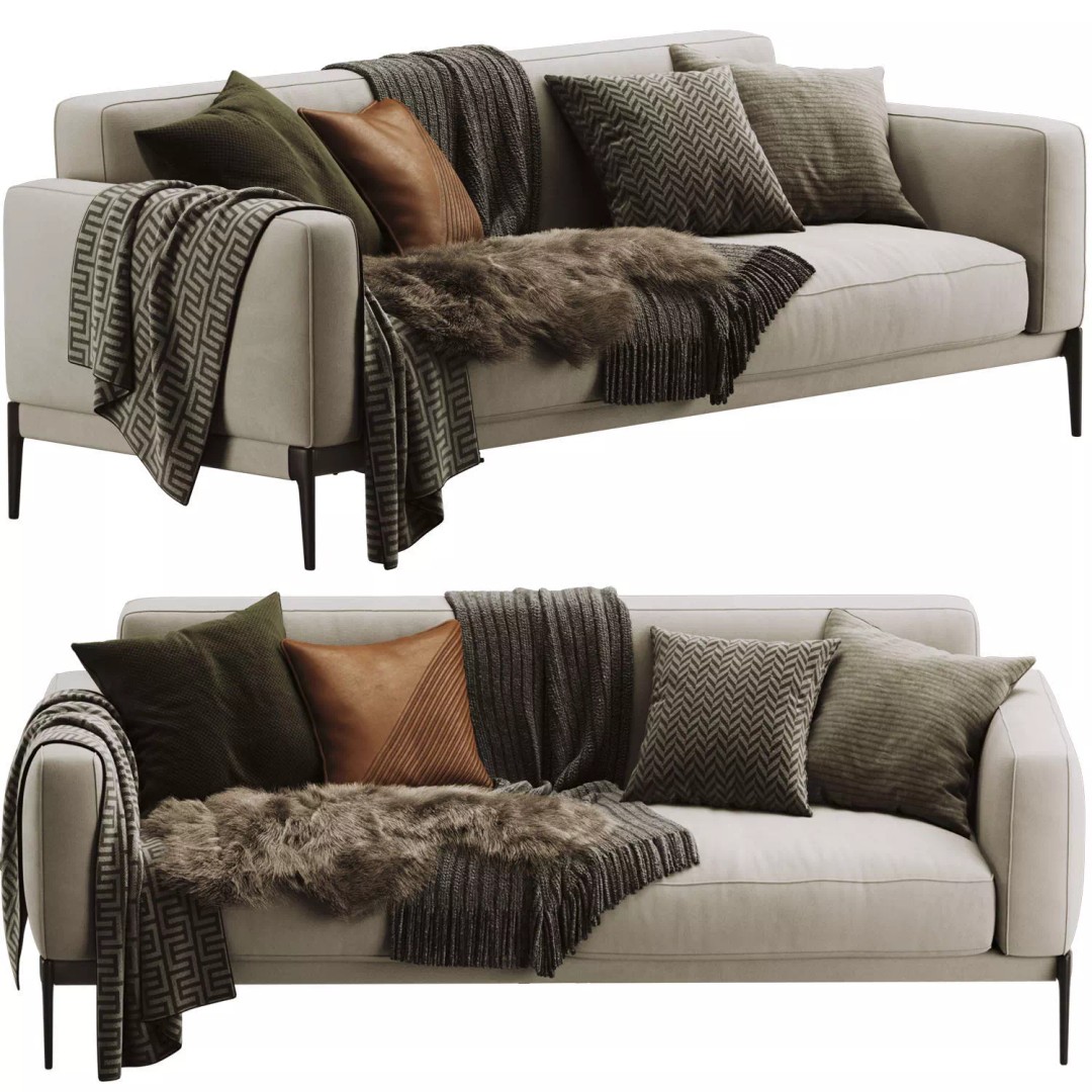 Romeo Compact Sofa 3D Model – Modern Furniture, PBR Textures, OBJ - View 2