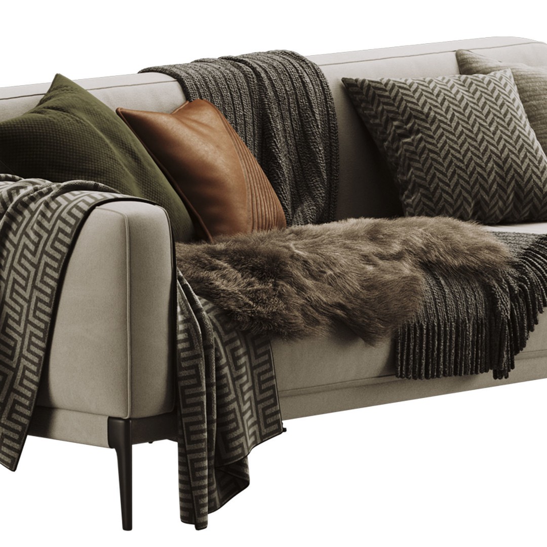 Romeo Compact Sofa 3D Model – Modern Furniture, PBR Textures, OBJ - View 5