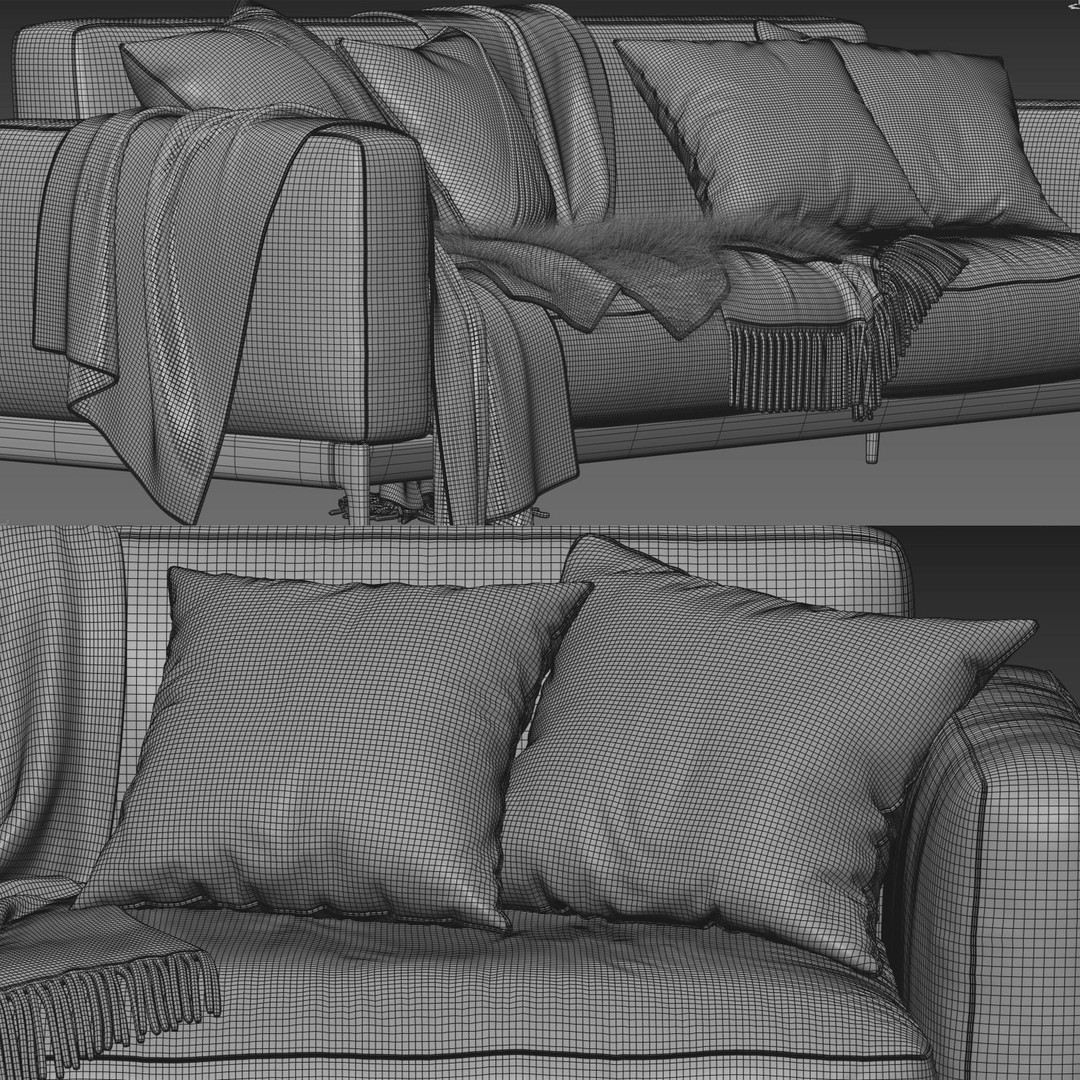 Romeo Compact Sofa 3D Model – Modern Furniture, PBR Textures, OBJ - View 6