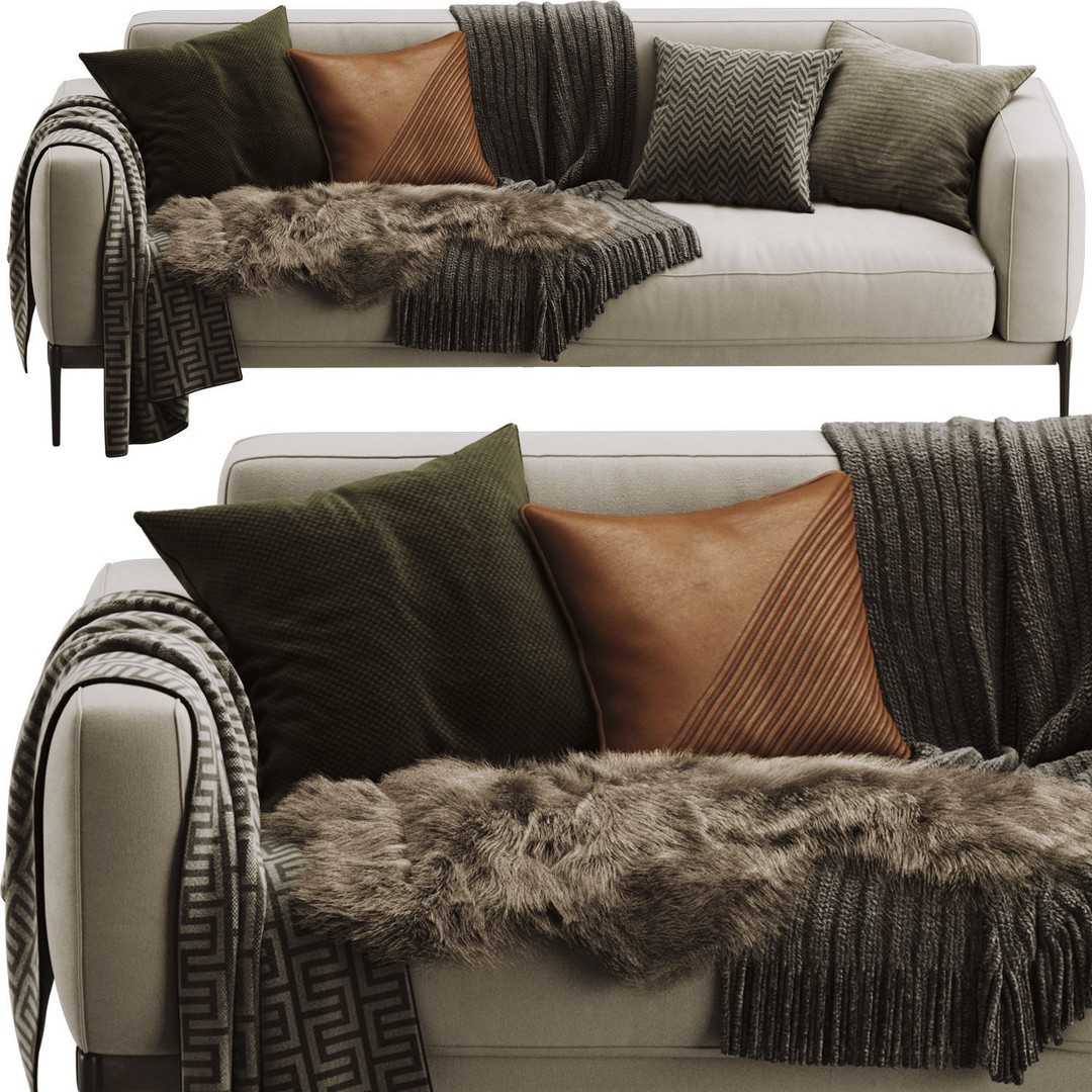 Romeo Compact Sofa 3D Model – Modern Furniture, PBR Textures, OBJ - View 8