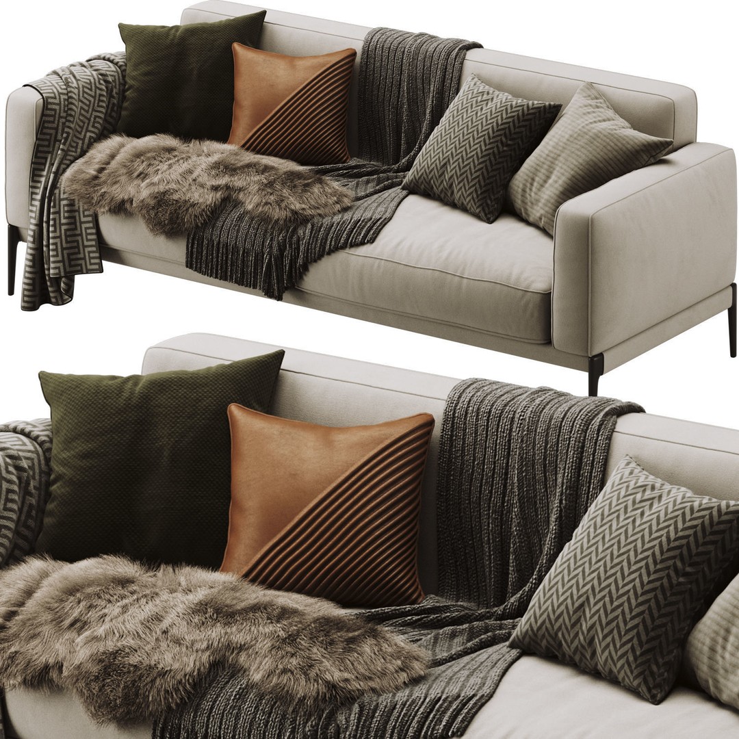 Romeo Compact Sofa 3D Model – Modern Furniture, PBR Textures, OBJ - View 9