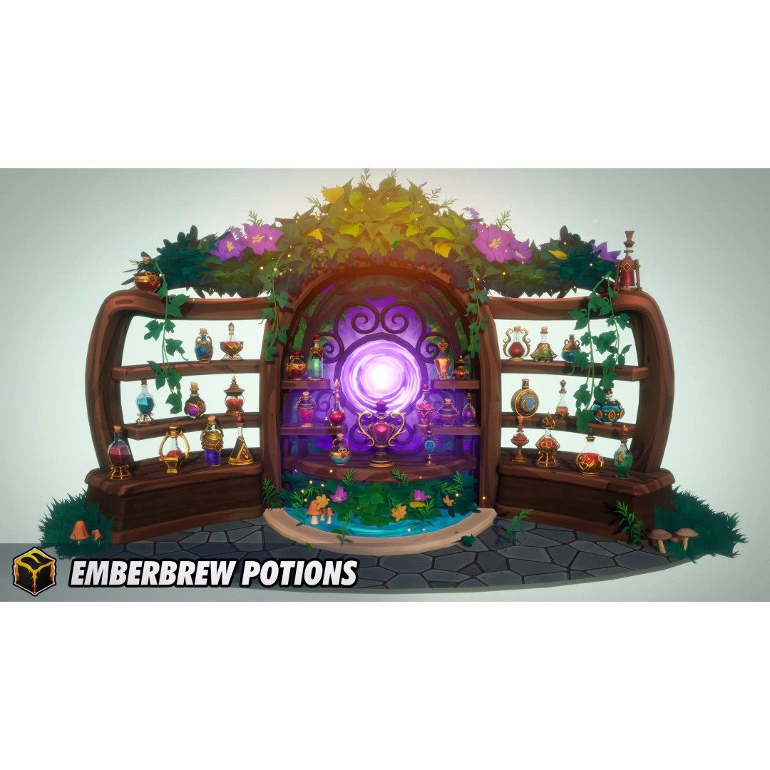 Emberbrew Potions 3D Model – Stylized Game-Ready FBX for Unreal Engine - View 2