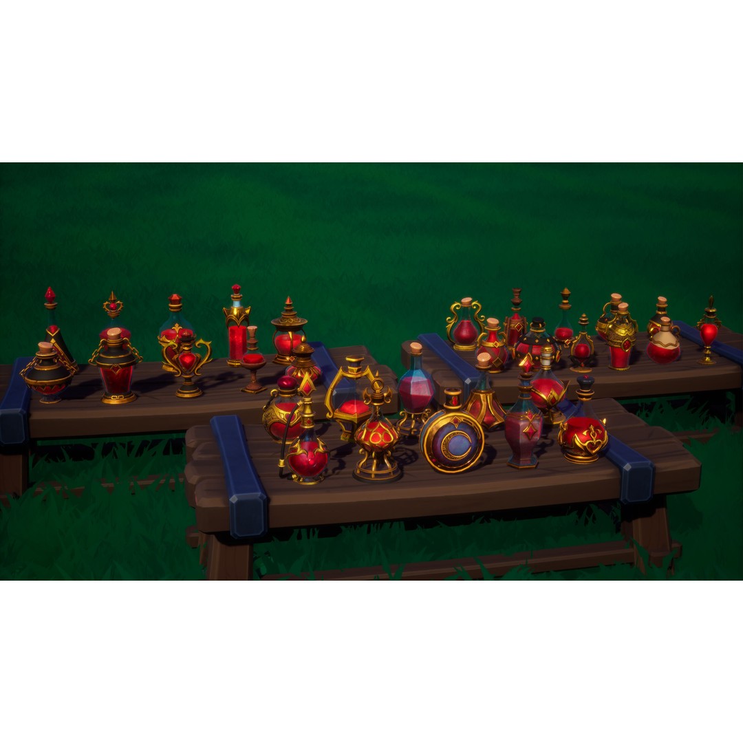 Emberbrew Potions 3D Model – Stylized Game-Ready FBX for Unreal Engine - View 4
