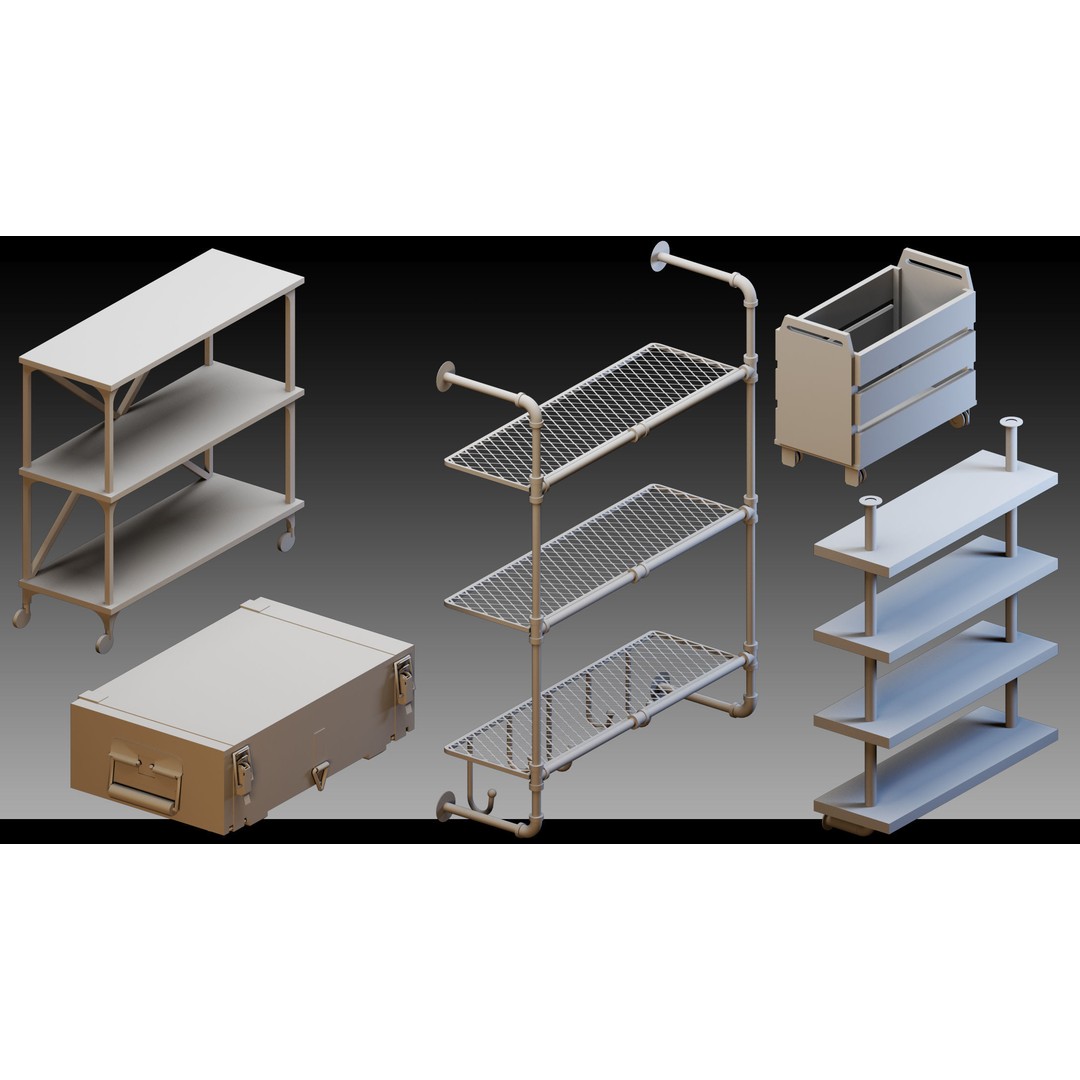 Interior Objects 3D Model – High Detail Asset Bundle, FBX, OBJ - View 14