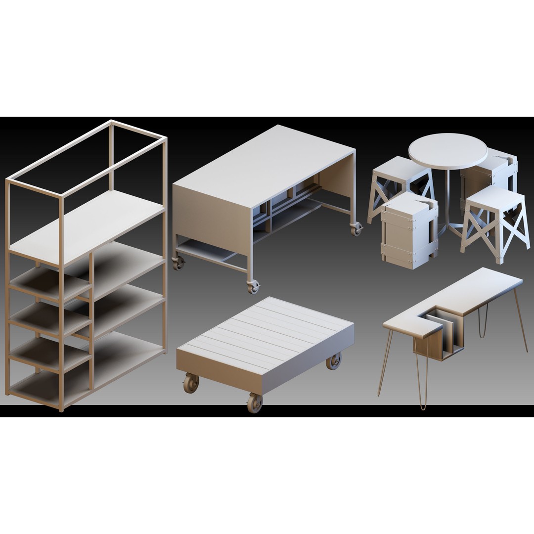 Interior Objects 3D Model – High Detail Asset Bundle, FBX, OBJ - View 15