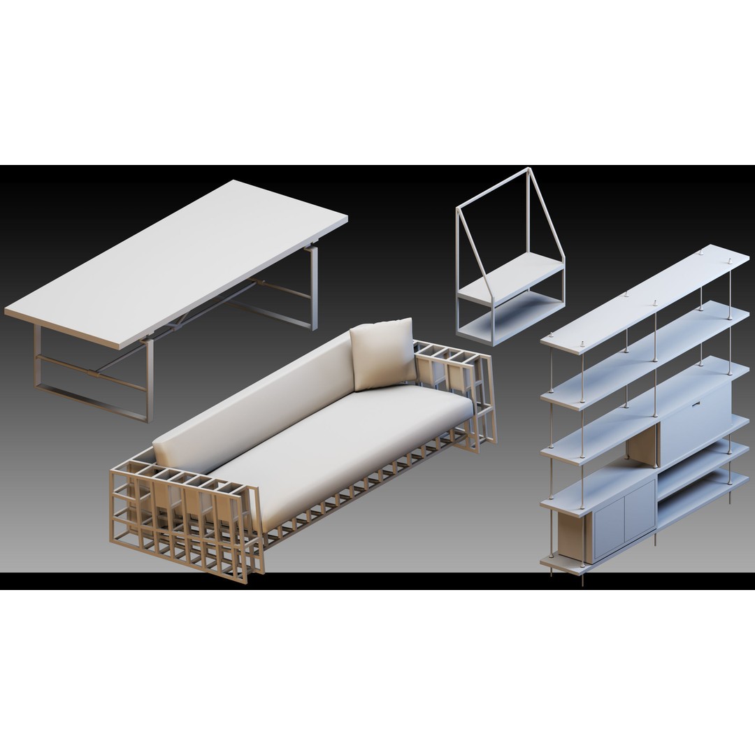 Interior Objects 3D Model – High Detail Asset Bundle, FBX, OBJ - View 18