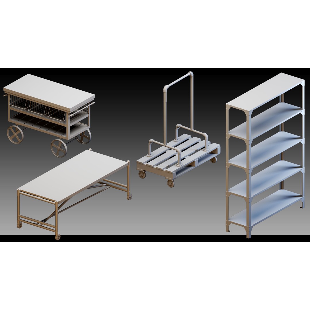 Interior Objects 3D Model – High Detail Asset Bundle, FBX, OBJ - View 5