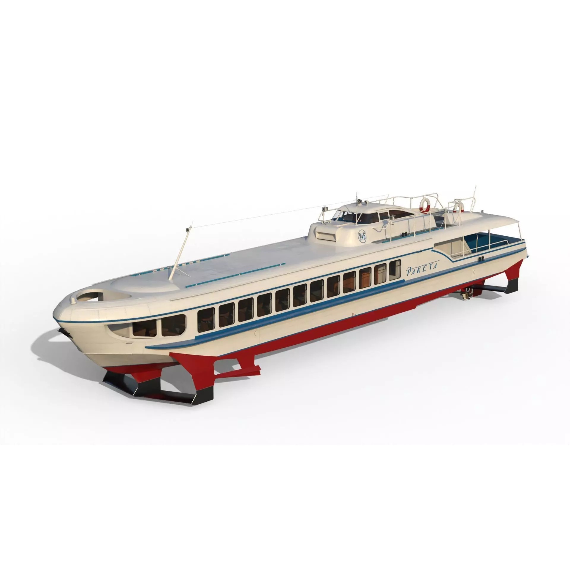 Raketa Hydrofoil Ship - Game-Ready 3D Model - View 10