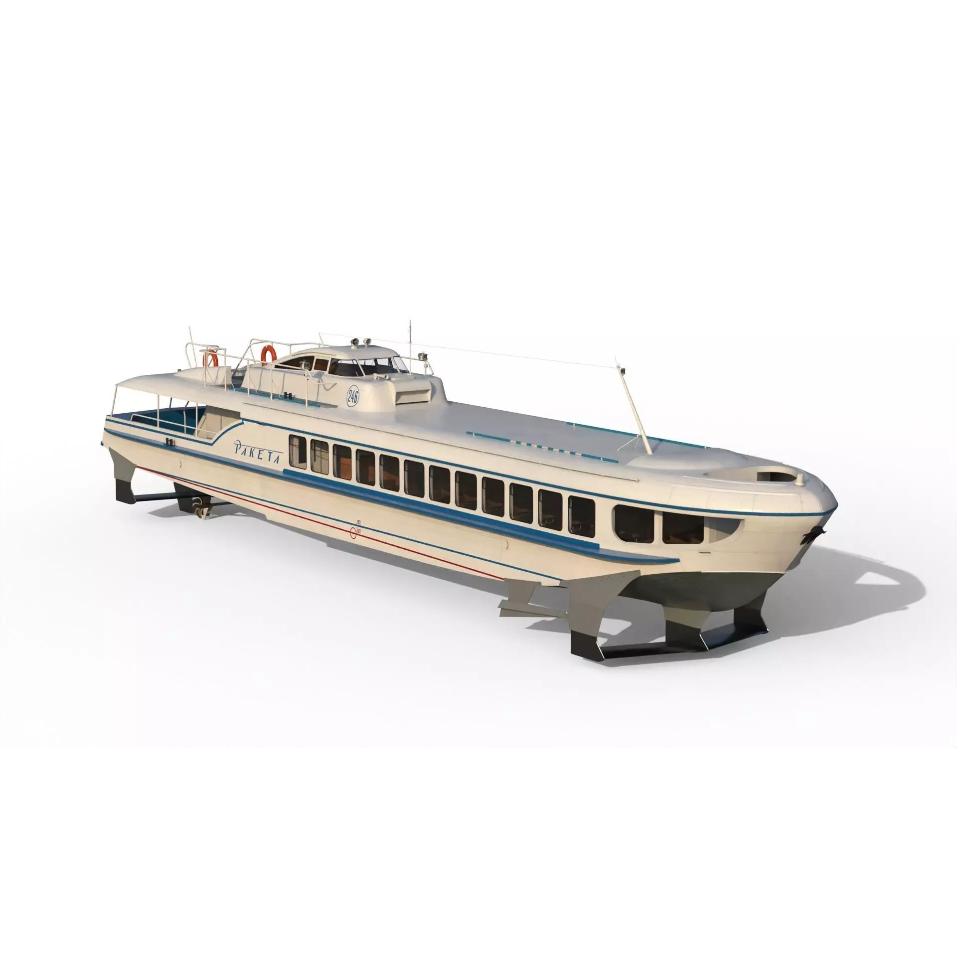 Raketa Hydrofoil Ship - Game-Ready 3D Model - View 2