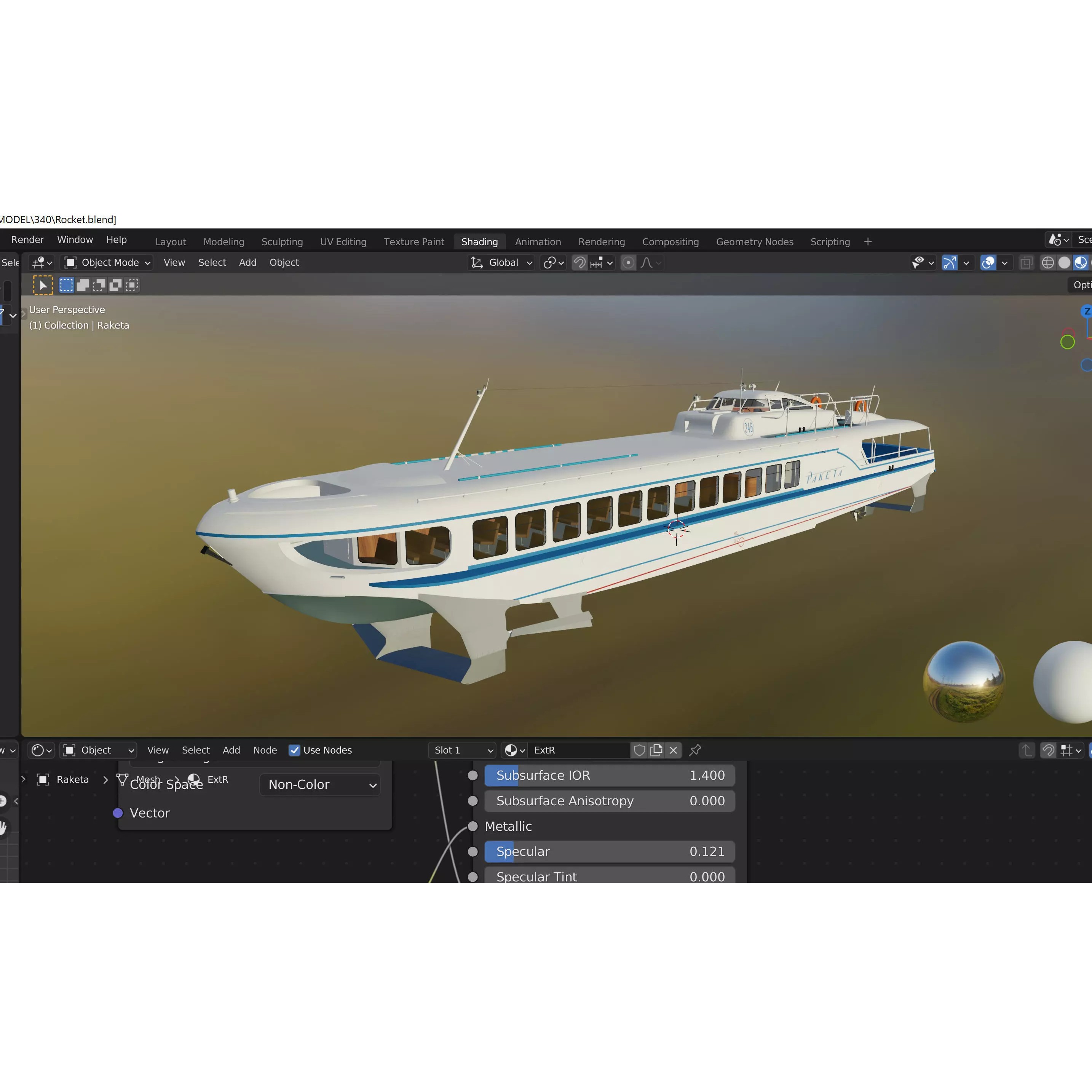 Raketa Hydrofoil Ship - Game-Ready 3D Model - View 20
