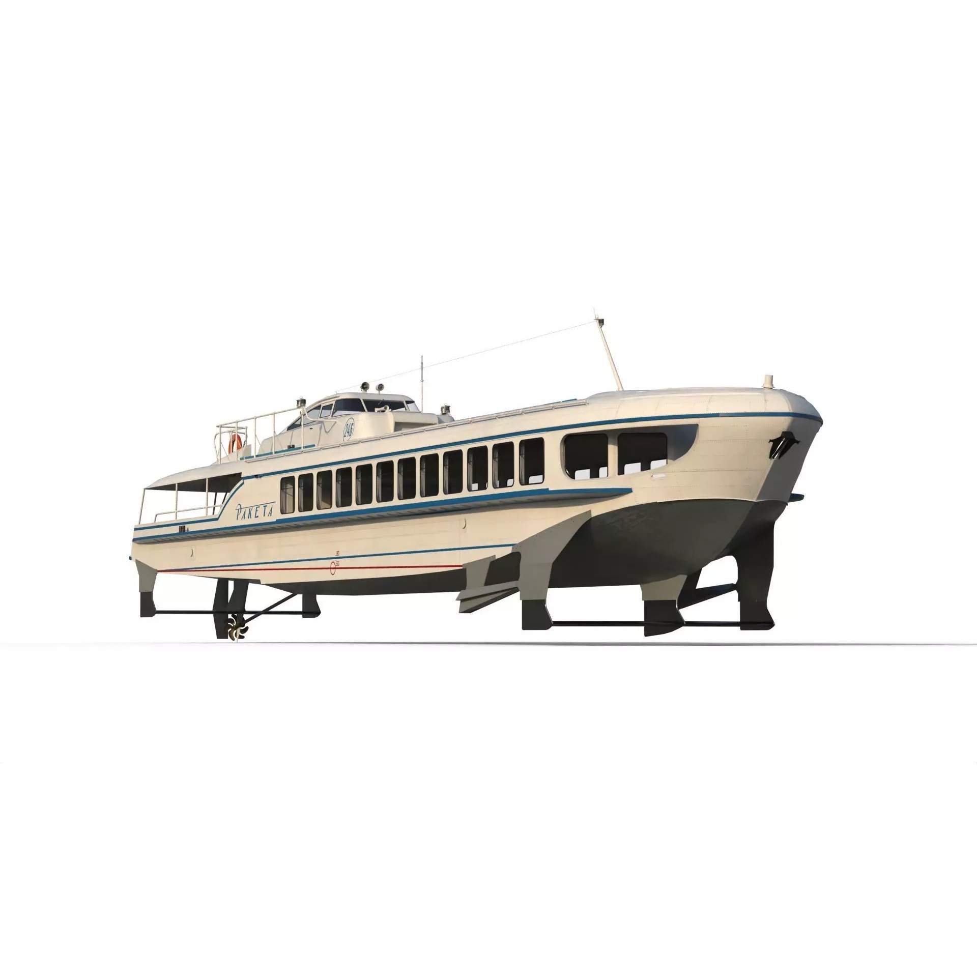 Raketa Hydrofoil Ship - Game-Ready 3D Model - View 4