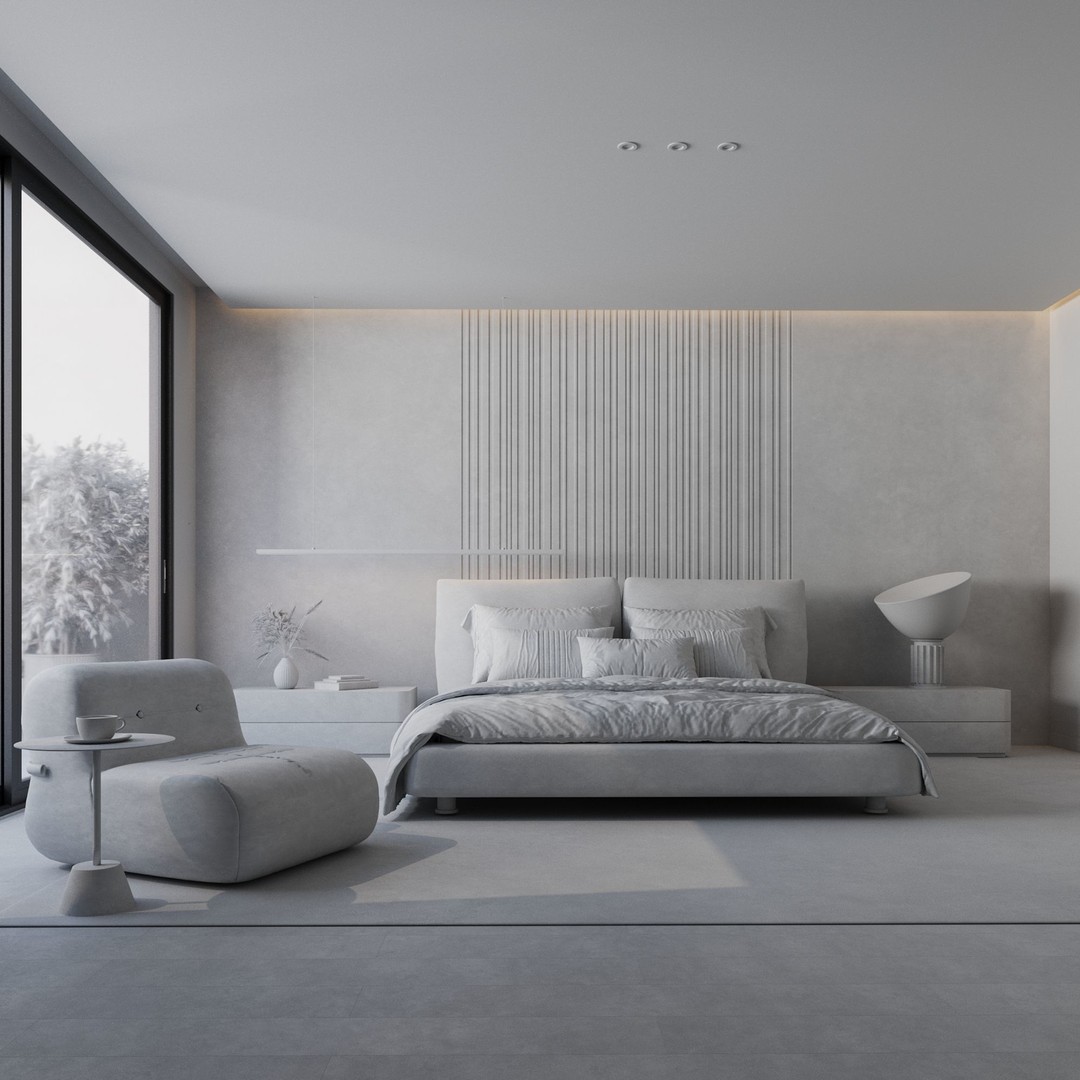 Modern Bedroom 3D Model – Elegant Design with High FF&E Brands
