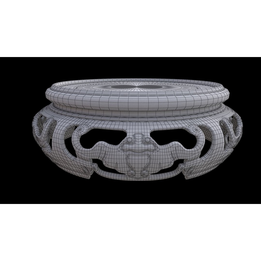 Traditional Chinese Wood Table 3D Model – Low Poly PBR Game Asset, FBX - View 11