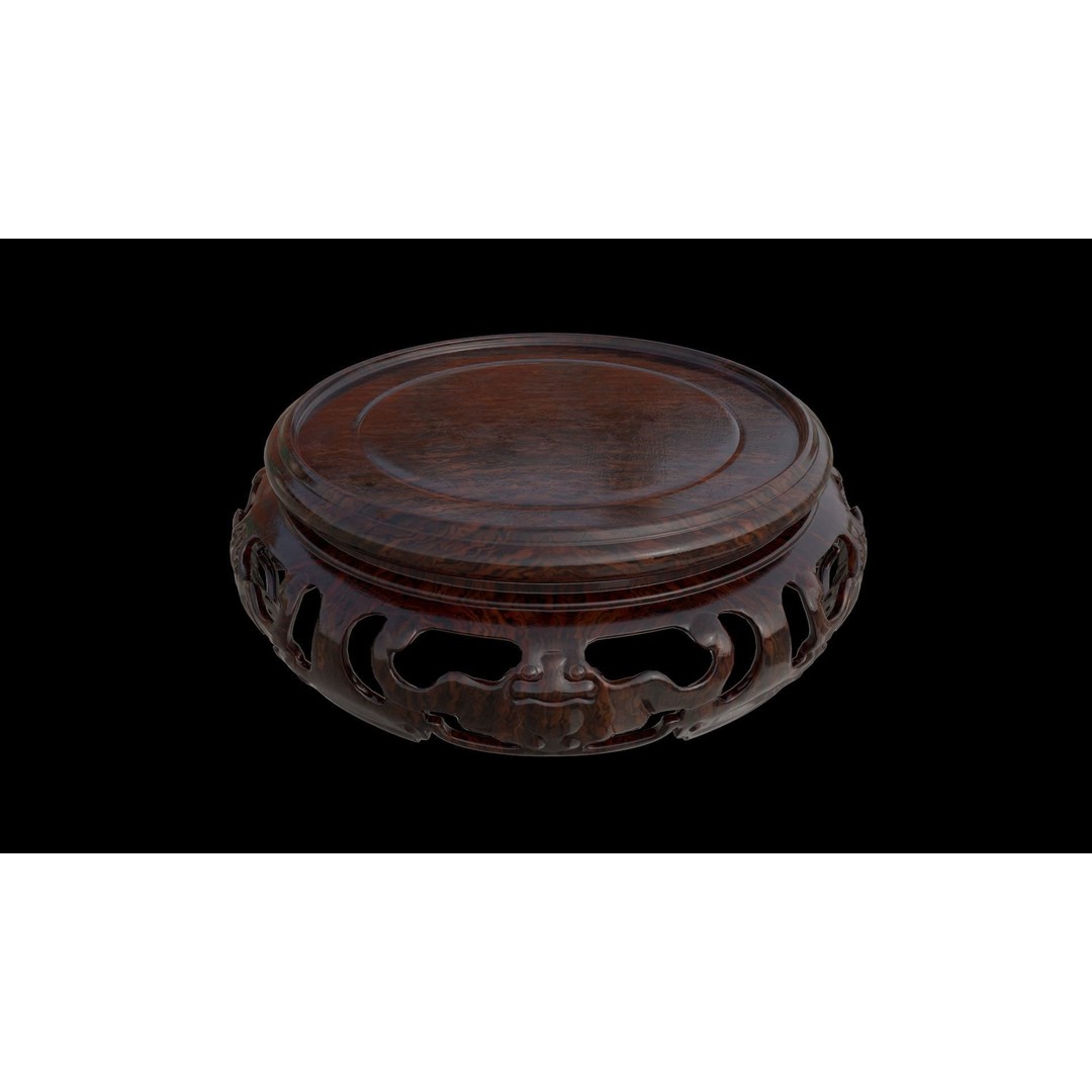 Traditional Chinese Wood Table 3D Model – Low Poly PBR Game Asset, FBX - View 4