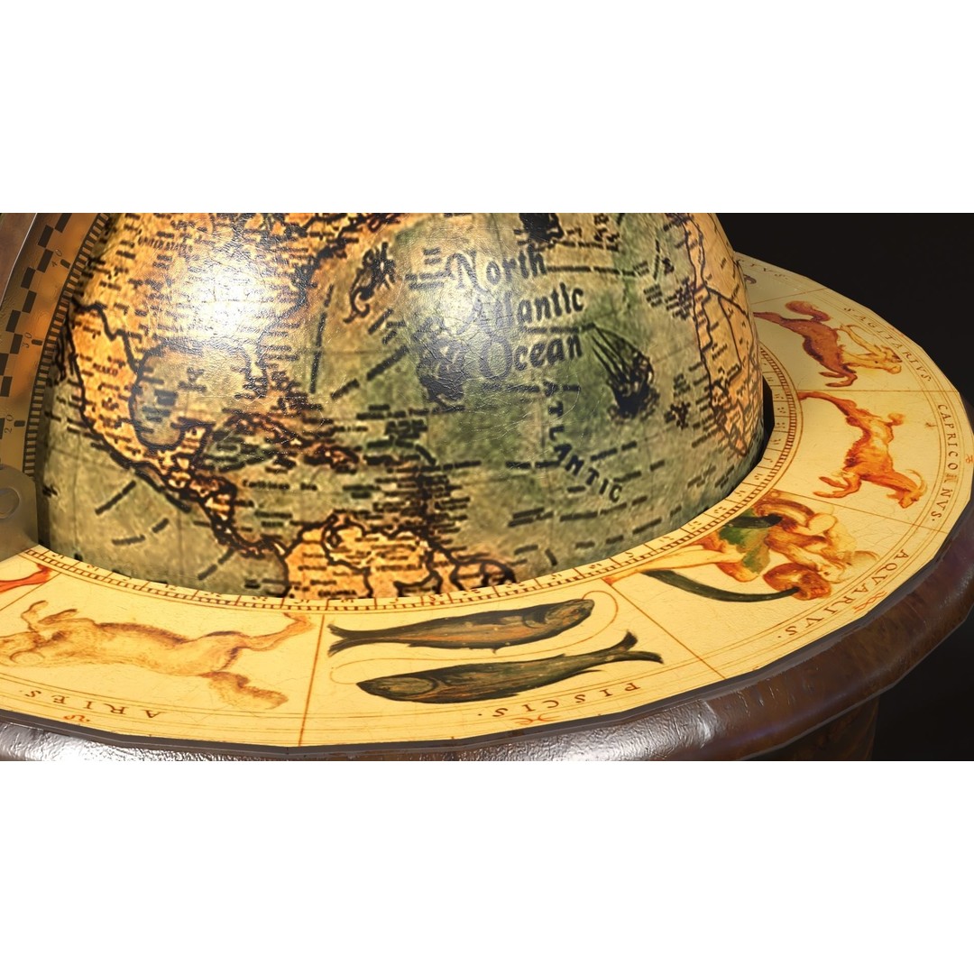 Victorian Globe Bar 3D Model – Low Poly PBR Asset, FBX, OBJ - View 11