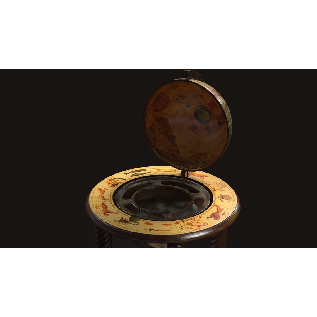 Victorian Globe Bar 3D Model – Low Poly PBR Asset, FBX, OBJ - View 14