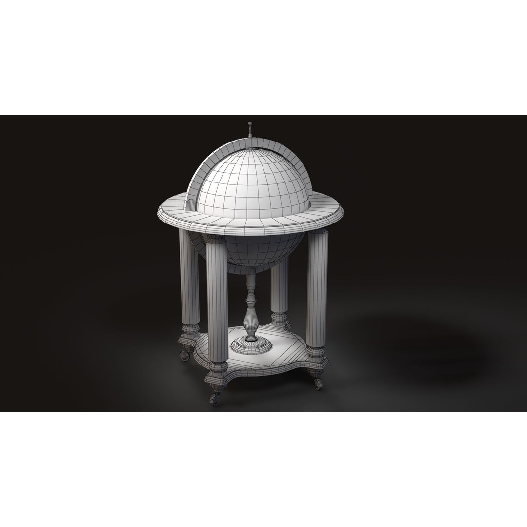 Victorian Globe Bar 3D Model – Low Poly PBR Asset, FBX, OBJ - View 3