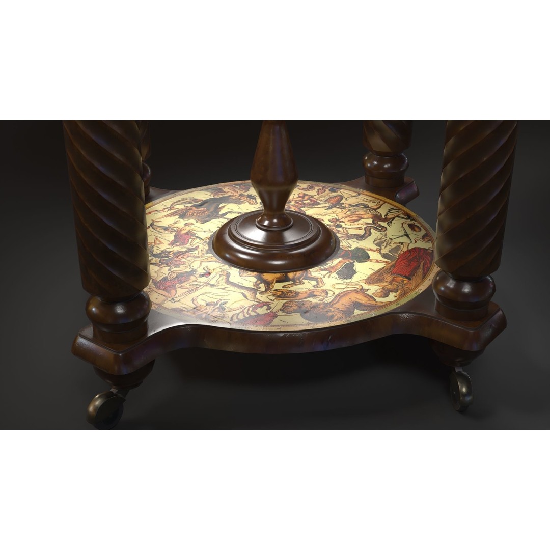 Victorian Globe Bar 3D Model – Low Poly PBR Asset, FBX, OBJ - View 9