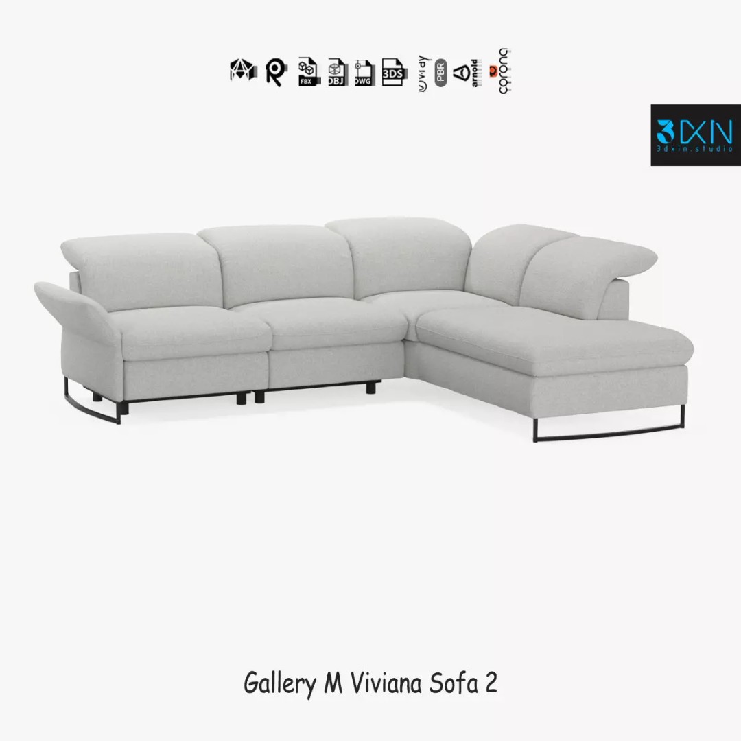 Viviana Sofa 3D Model – High-Quality Modern Furniture, FBX - View 2