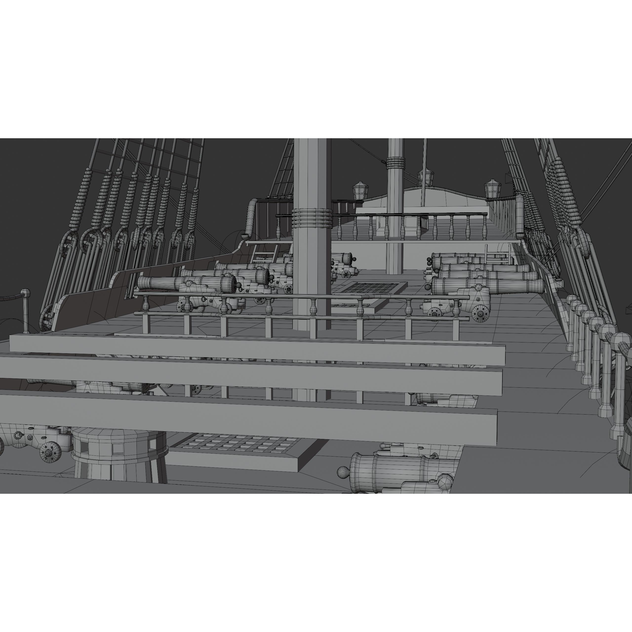 18th Century Man of War - Low-Poly Game-Ready 3D Model