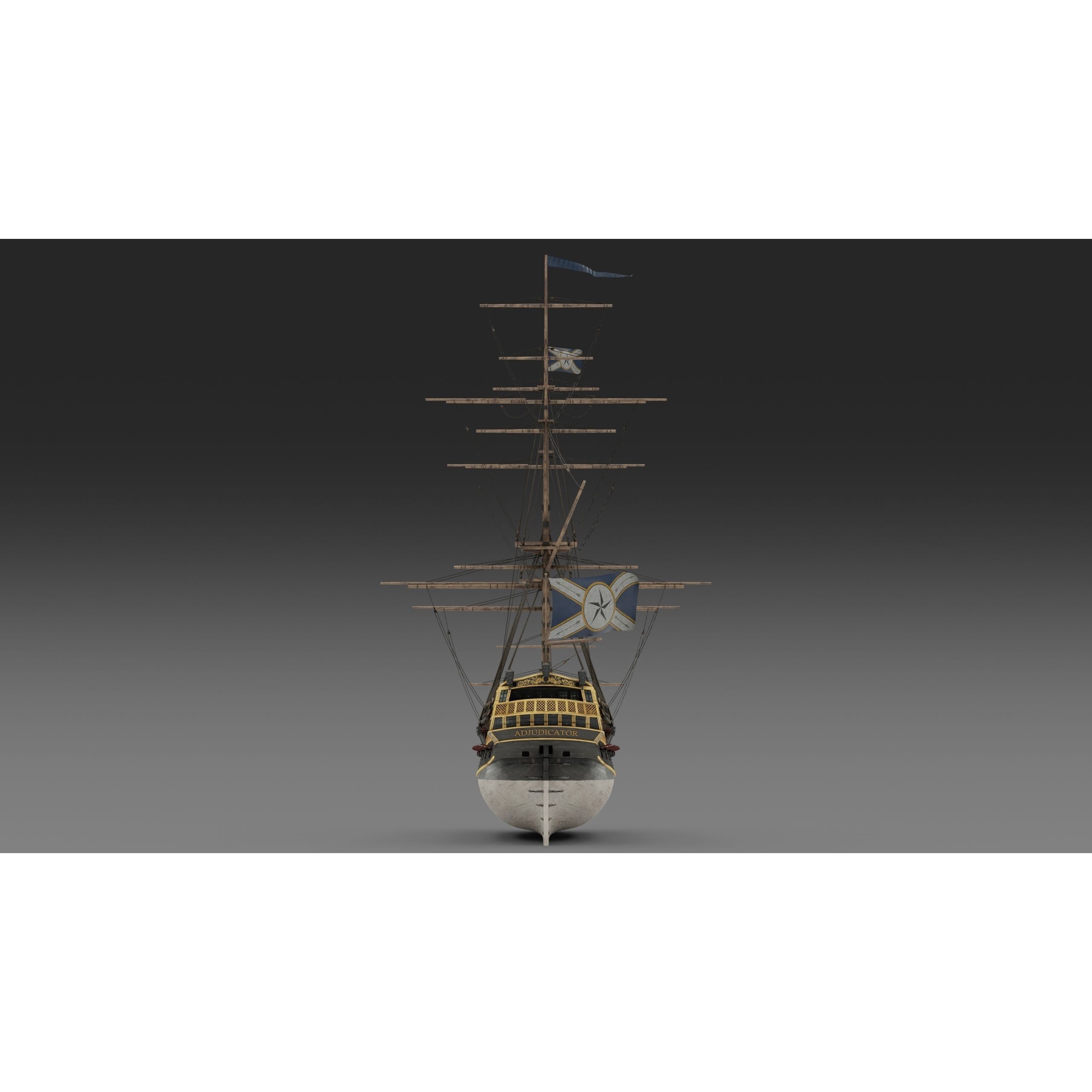 18th Century Man of War - Low-Poly Game-Ready 3D Model - View 22