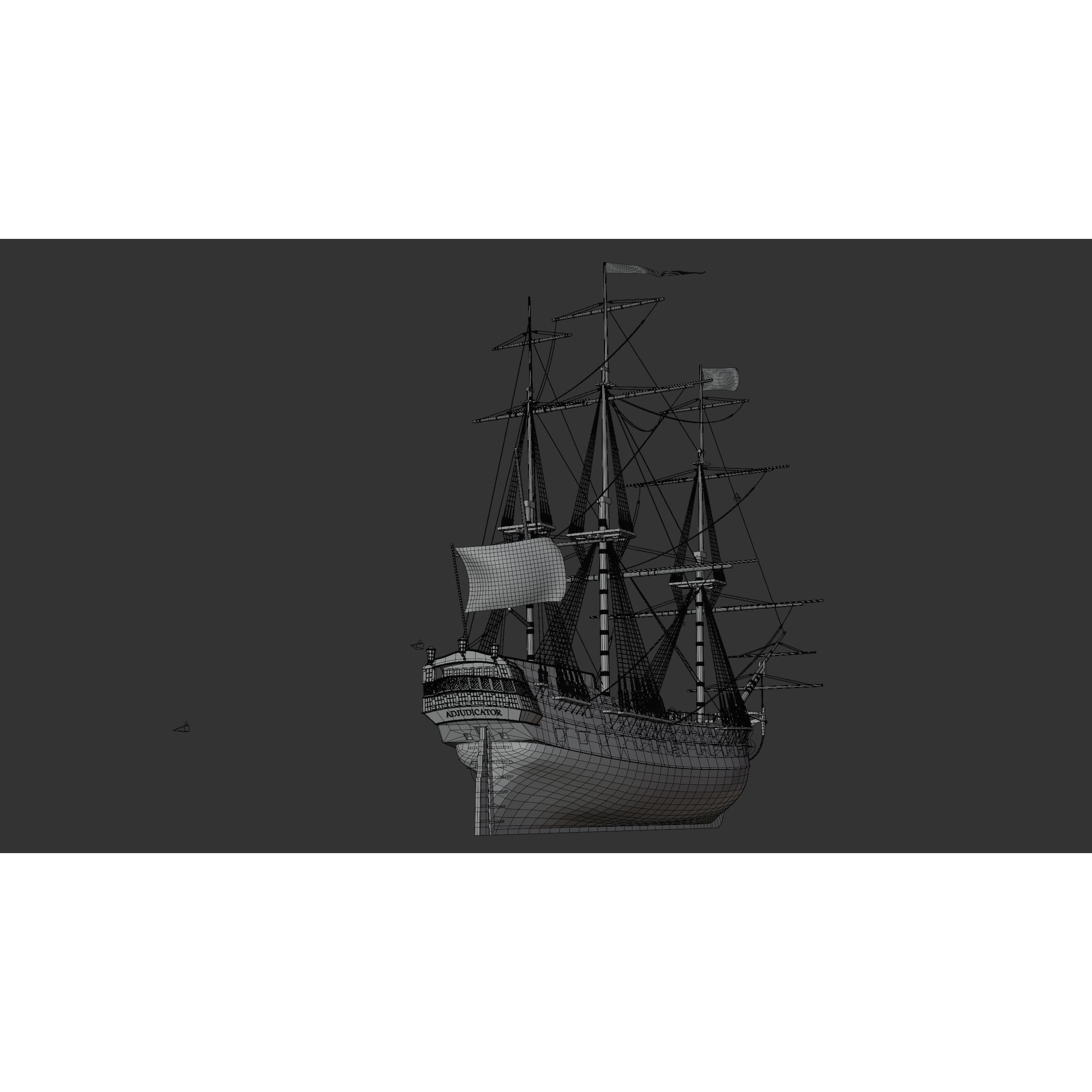 18th Century Man of War - Low-Poly Game-Ready 3D Model - View 38