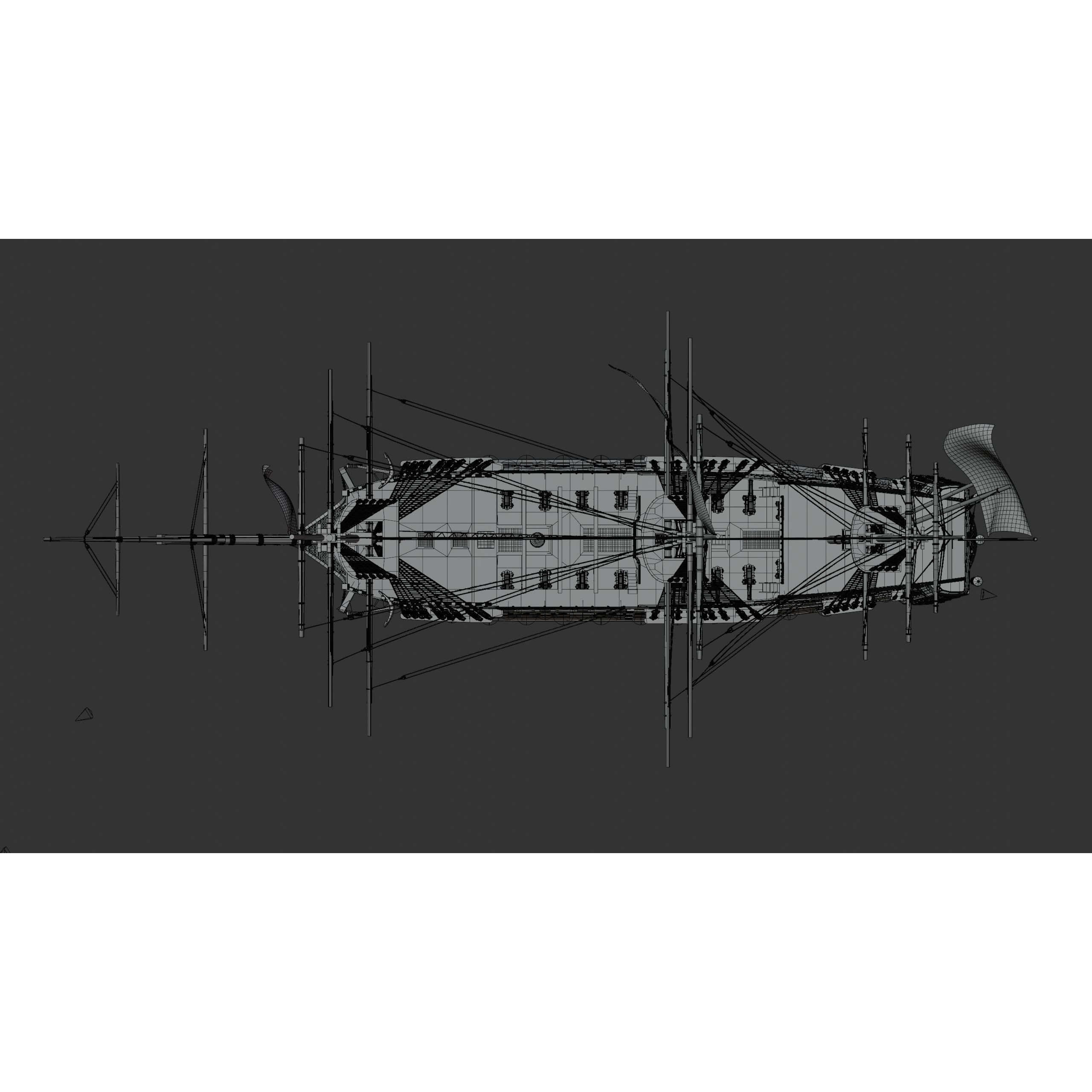 18th Century Man of War - Low-Poly Game-Ready 3D Model - View 39