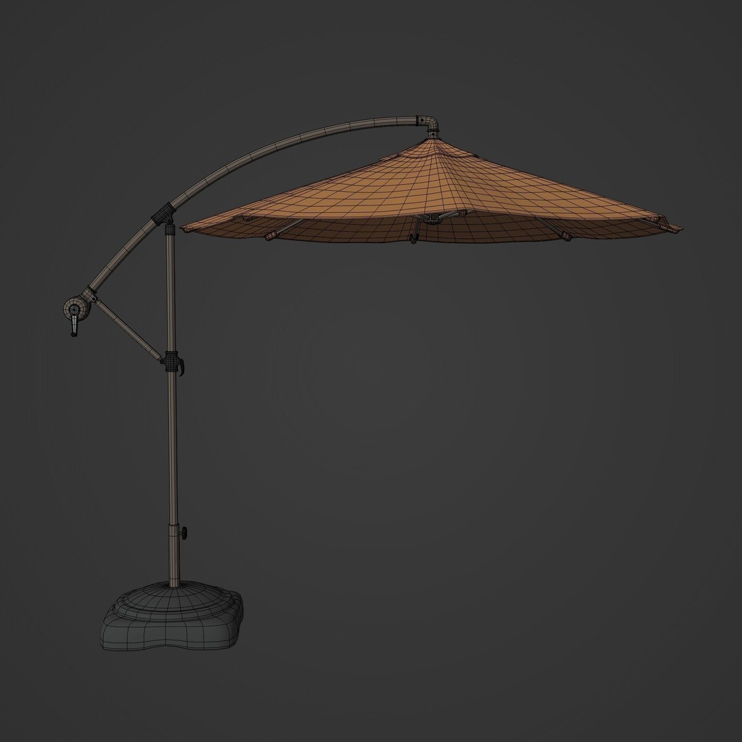 Patio Umbrella 3D Model – Low Poly Outdoor Furniture, FBX - View 4