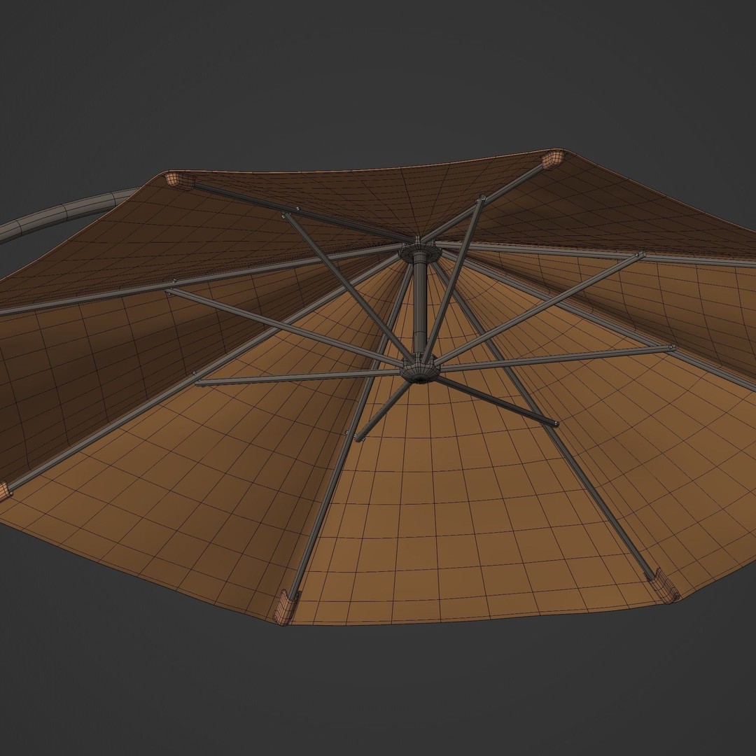 Patio Umbrella 3D Model – Low Poly Outdoor Furniture, FBX - View 6