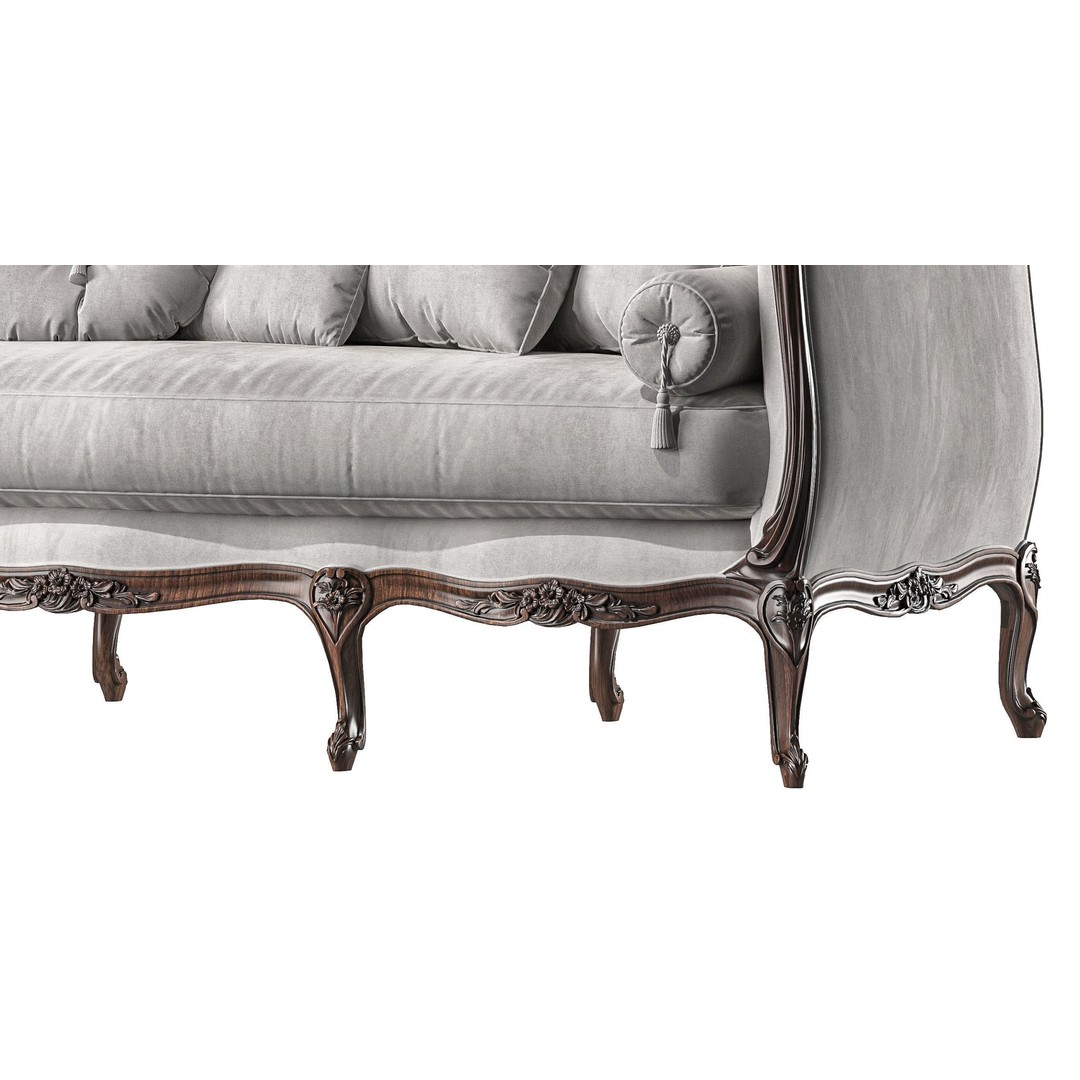 Serpentine Sofa 3D Model – Classical Art Style, High Poly, PBR