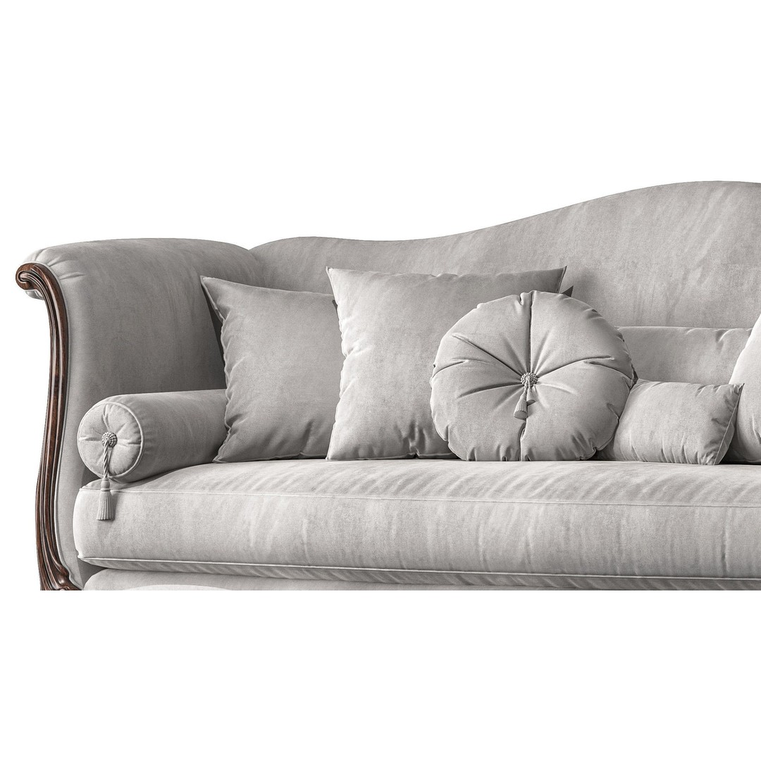 Serpentine Sofa 3D Model – Classical Art Style, High Poly, PBR - View 8