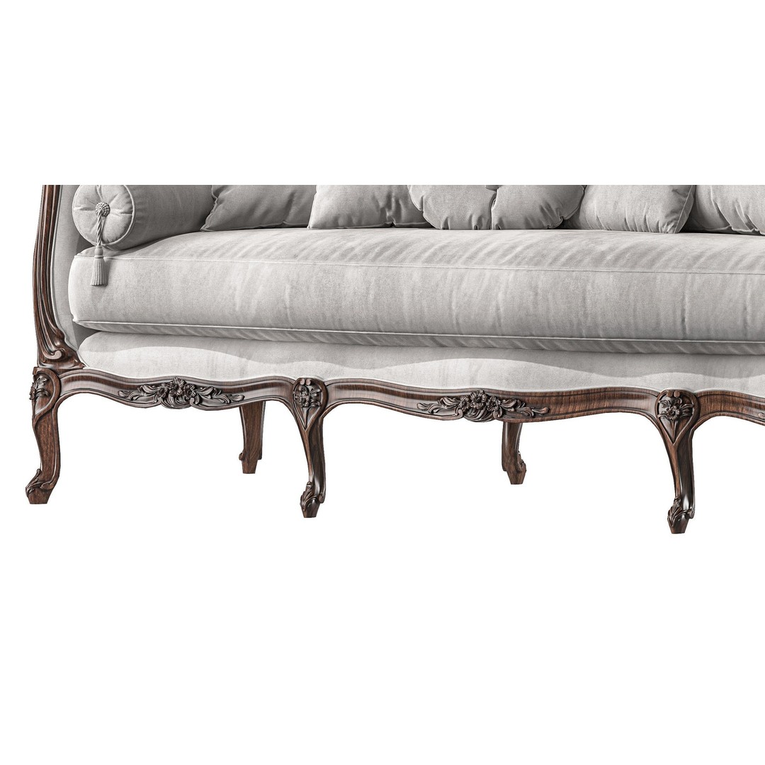 Serpentine Sofa 3D Model – Classical Art Style, High Poly, PBR - View 9