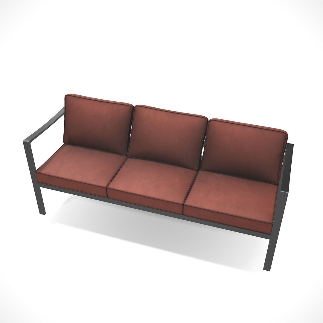 Outdoor Bench 3D Model – Low Poly Sling Fabric Design, FBX, Blender - View 10