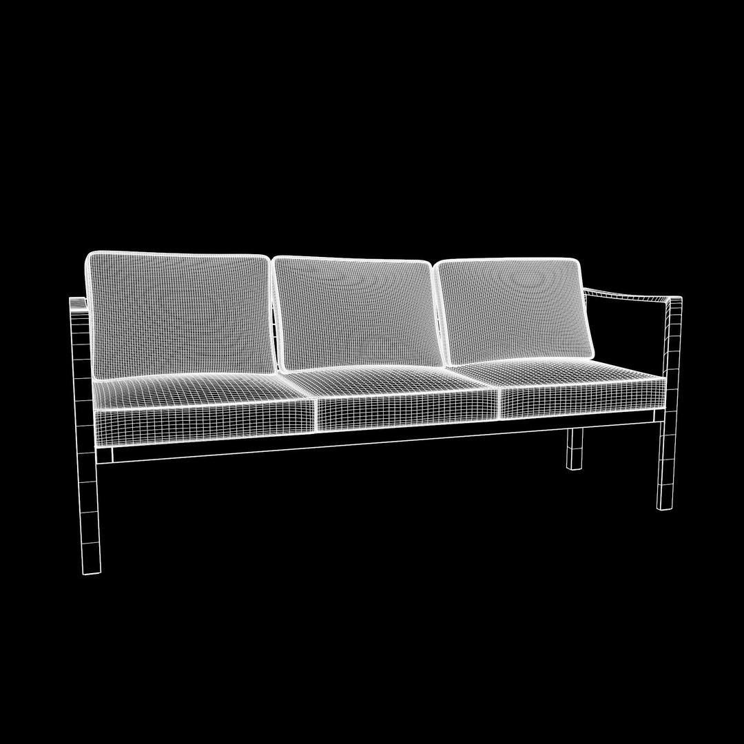 Outdoor Bench 3D Model – Low Poly Sling Fabric Design, FBX, Blender - View 13